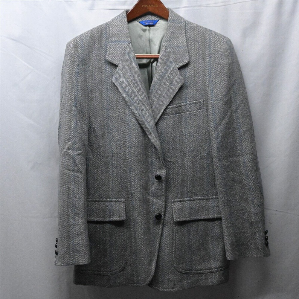Pendleton 42 Gray Herringbone Tweed Heavy Wool 2 Button Blazer Jacket Sport Coat